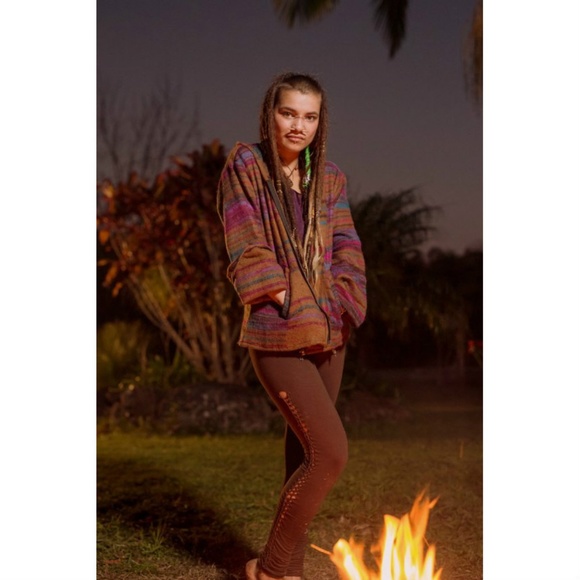 Kashmiri Pixie Hood Sweater Brown Festival Jacket - Picture 5 of 5